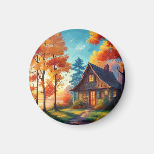 Íman Cenário Natural com uma Cabana na Floresta-68780