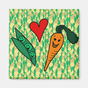 Íman Cenouras do amor das ervilhas, design verde e