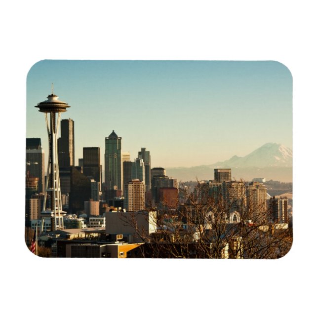 Íman Centro Seattle horizonte e Agulha espacial (Horizontal)
