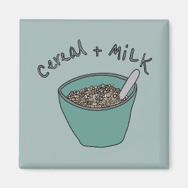 Íman Cereal and Milk Magnet, Nostalgic Illustration