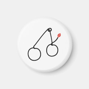 Íman Cerejas Minimalistas Arte de Uma Linha com Folha V