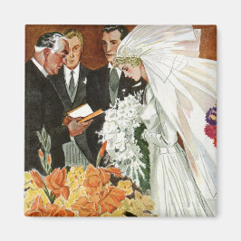 Íman Cerimônia de casamento vintage com noiva e noivo