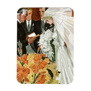 Íman Cerimônia de casamento vintage com noiva e noivo