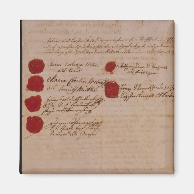 Íman Certificado de casamento de Wolfgang, Mozart e Web (Frente)