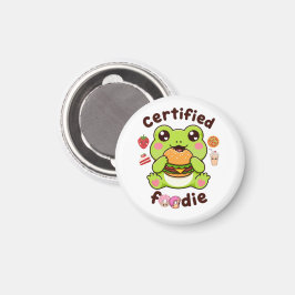 Íman Certified Foodie Cute Kawaii Sapo Comendo Hambúrgu