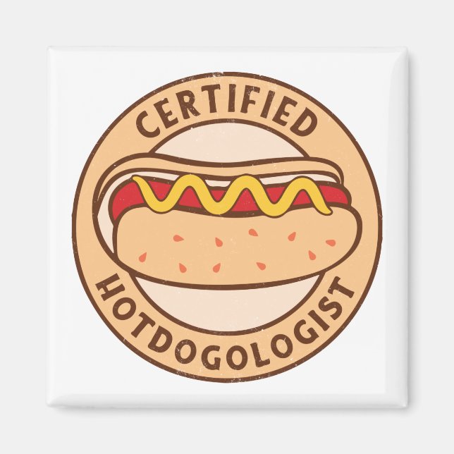 Íman Certified Hotdogologista Engraçado Cachorro Quente (Frente)