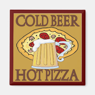 Íman Cerveja fria, camiseta quente da pizza