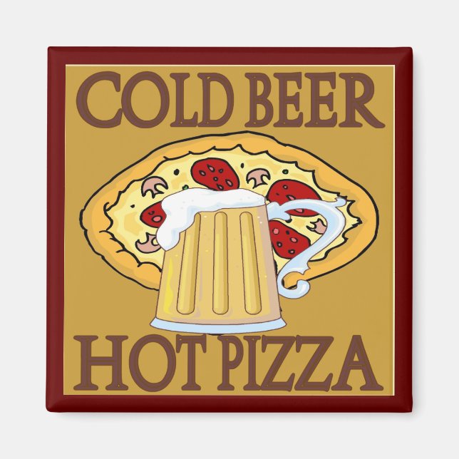 Íman Cerveja Fria, Camisetas De Pizza Quente (Frente)