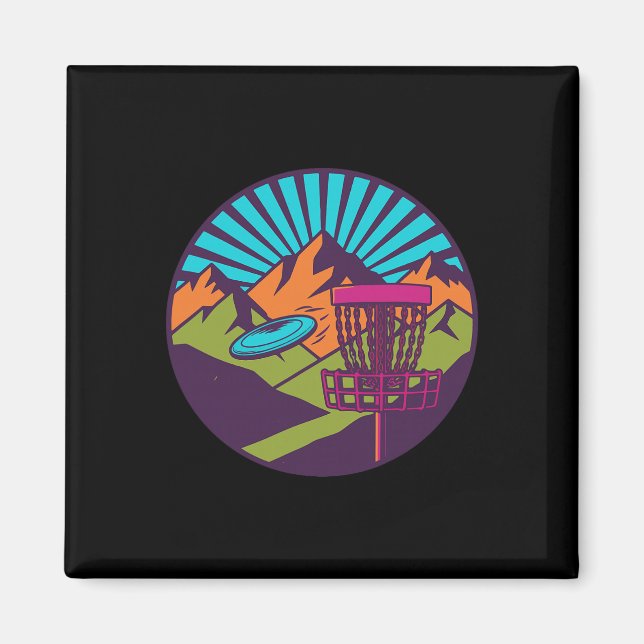 Íman Cesta de Disco de Golfe nascer do sol na montanha  (Frente)