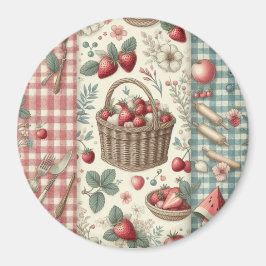 Íman Cesta de Frutas Gingham Diversão