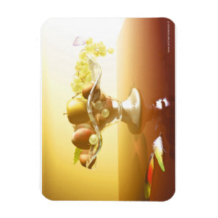Íman Cesto de vidro com frutas e bateria