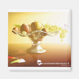 Íman Cesto de vidro com frutas e bateria