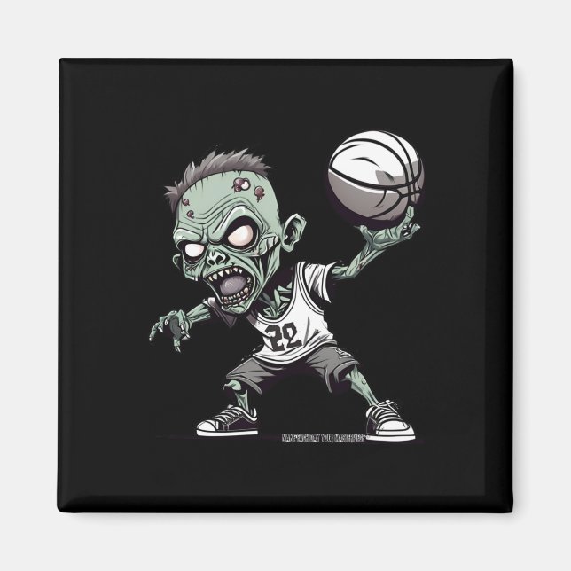 Íman Cesto dos Mortos-Mortos - Design de Basquete Zombi (Frente)