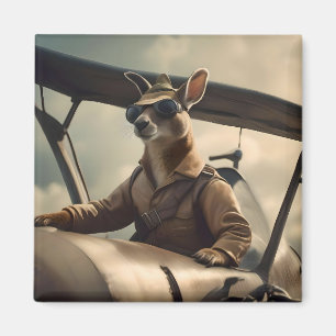Íman "Céus Vintage: O Piloto de Canguru no Avião Velho