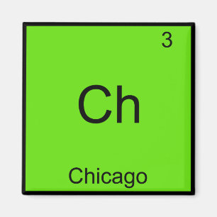 Íman Ch - Chicago - Símbolo de Elemento Químico Engra
