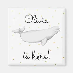 Íman Chá Beluga Personalizado para o Novo Bebê