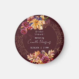 Íman Chá de Bebê Outonal Bordô Temperamental em Aquarel