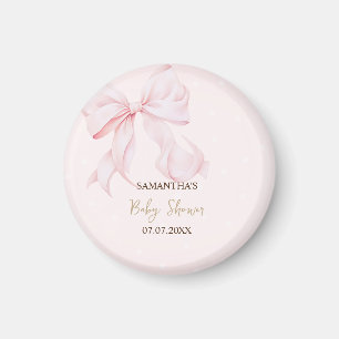 Íman Chá de Bebê Rosa com Laço de Aquarela