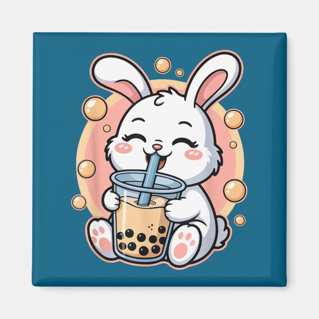 Íman Chá de Boba de Coelho Bubble Tea (Frente)