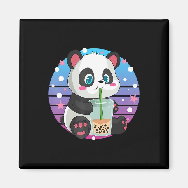 Íman Chá de Boba Panda Bubble Tea Anime Kawaii Neko  (Frente)