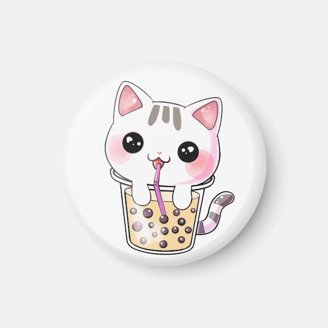 Íman Chá de bolha de gato Kawaii (Frente)