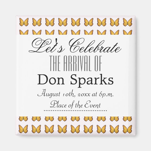 Íman Chá de fraldas borboleta (Frente)