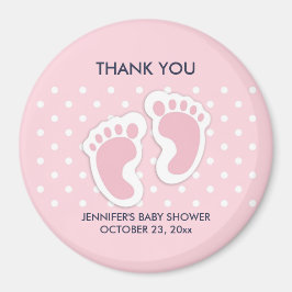 Íman Chá de fraldas de Pegadas de Bebê Rosa