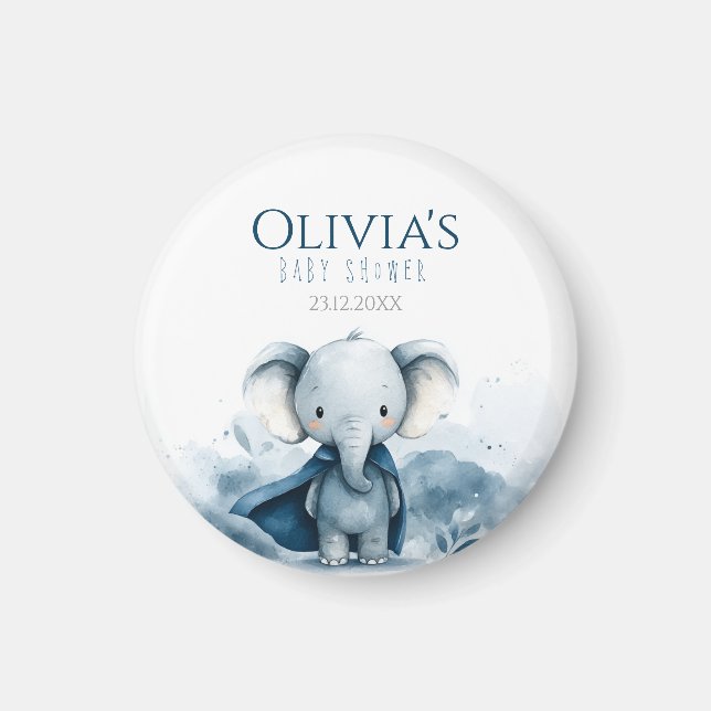 Íman Chá de fraldas Elefante Azul (Frente)