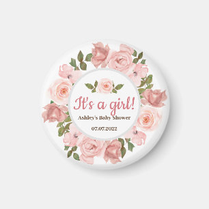 Íman Chá de fraldas Floral de Rosa para Aquarela