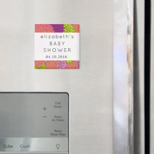 Íman Chá de fraldas - Flores Dahlia - Verde Púrpura R