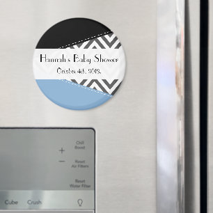 Íman Chá de fraldas - Padrão Zigzag, Chevron - Cinza 