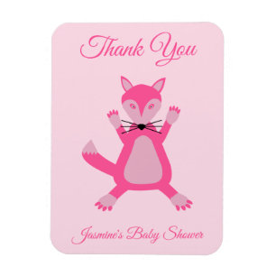 Íman Chá de fraldas Personalizado De Raposa Rosa bonito