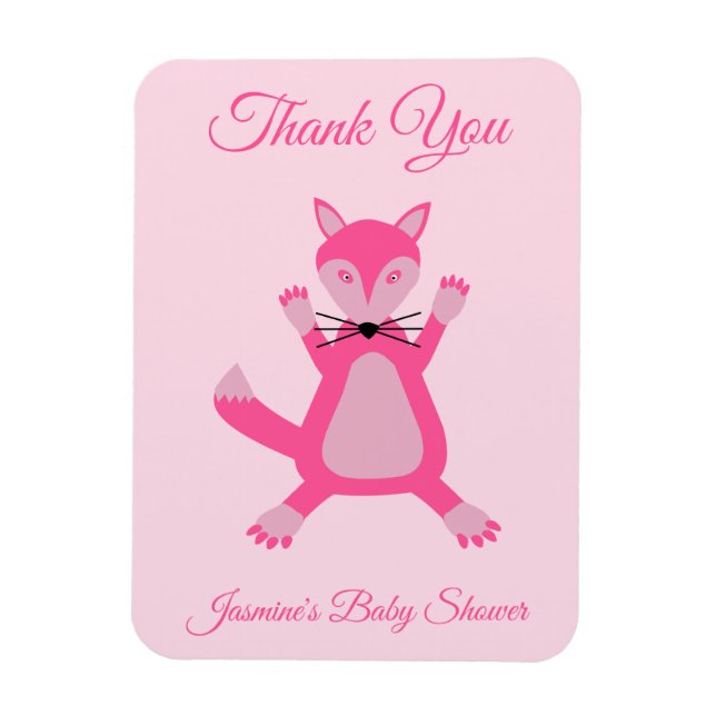 Íman Chá de fraldas Personalizado De Raposa Rosa bonito (Vertical)