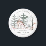 Íman Chá de fraldas Russo de Animais da Floresta Flores<br><div class="desc">Doce design de bebê rústico apresentando uma cena de floresta com veado,  ouriço,  pássaro e esquilo em um fundo de floresta. Visite o nosso compro para ver toda a nossa coleção de designs de animais florestais.</div>