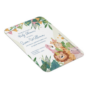 Íman Chá de fraldas Tema de Folha Verde de Animais Safa