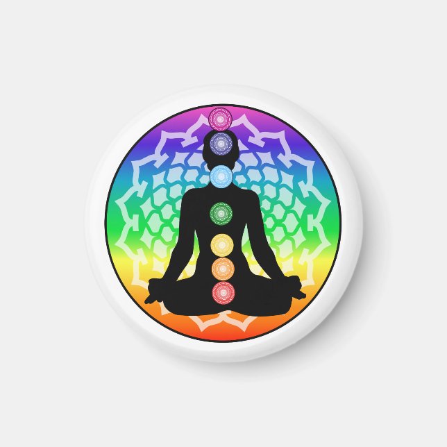 Íman Chakra Lotus Magnet - Arte em Yoga Sagrada Redonda (Frente)
