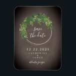 Íman Chalkboard Inspirou Botânica Para Salvar A Data<br><div class="desc">Um casamento salve o ímã de data com um design botânico com um quadro inspirado.</div>