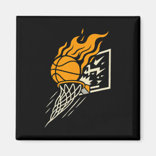 Íman Chama Esboçada Gráfica Divertida de Basquete Arte