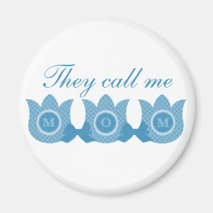 Íman Chamam-Me Mãe Xadrez Tulips Magnet (Azul)