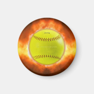 Íman Chamas de bola de fogo de softball amarelo do Slip