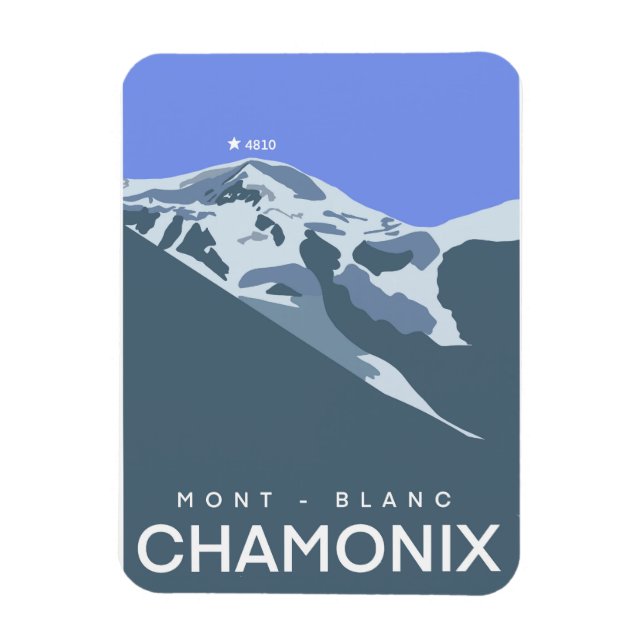 Íman Chamonix, Mont-Blanc, desenhado digitalmente, souv (Vertical)