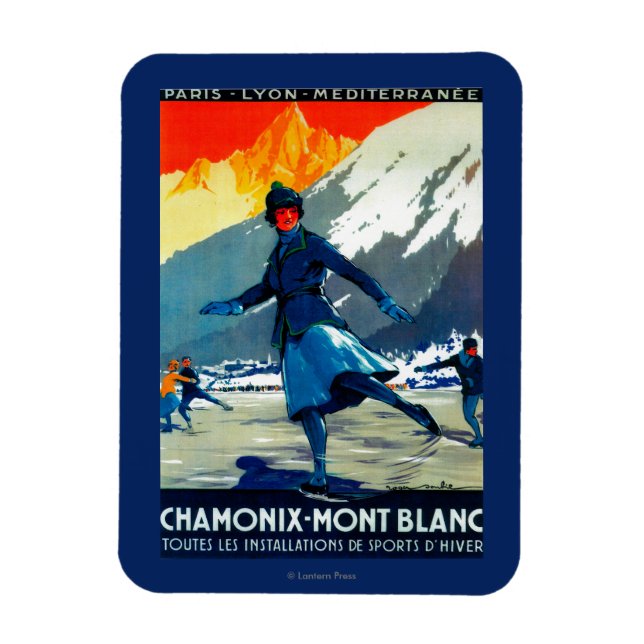 Íman Chamonix-Mont Blanc Vintage Poster Europe (Vertical)