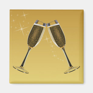 Íman Champagne Glasses Celebration on Gold