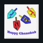 Íman Chanukah Dreidels<br><div class="desc">Um presente feliz de Chanukah,  com 4 sonhos com letras hebraicas que representam um milagre Excelente,  aconteceu lá!</div>