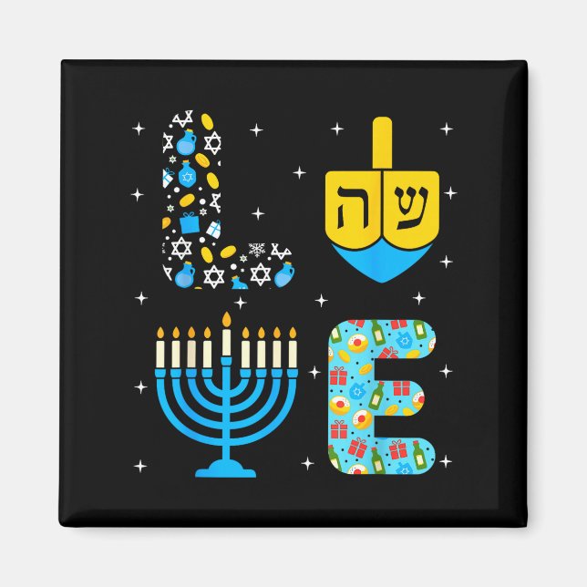 Íman Chanukah Menorah Dreidel Icons Hanukkah Love Celeb (Frente)