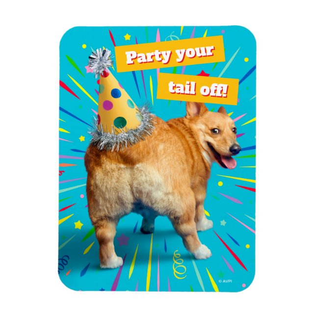Íman Chapéu de Aniversário Bumbum de Corgi (Vertical)