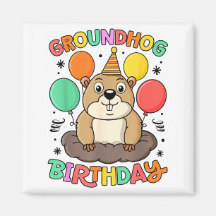 Íman Chapéu de Aniversário do Dia da Marmota Balões Ret