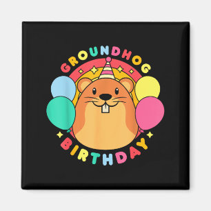 Íman Chapéu de Aniversário do Dia da Marmota Balões Ret