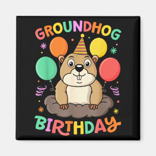 Íman Chapéu de Aniversário do Dia da Marmota Balões Ret