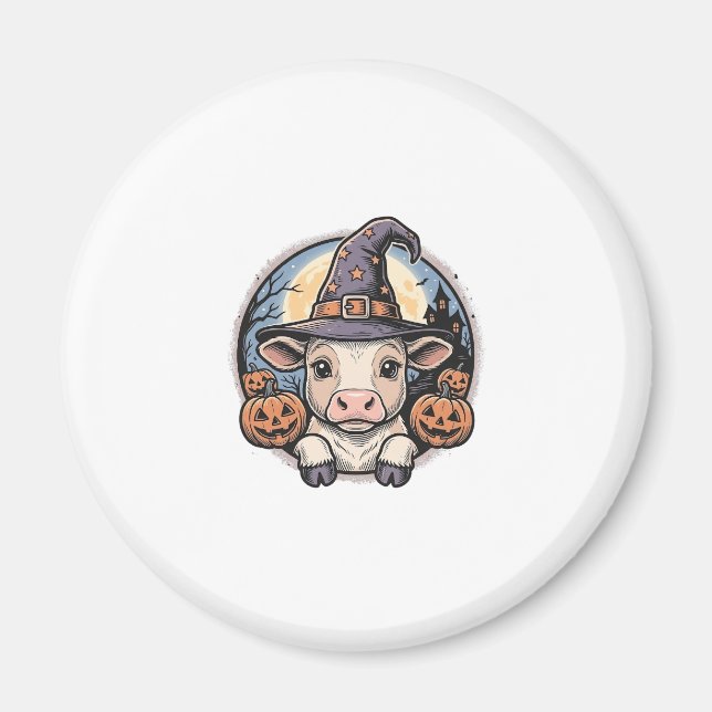 Íman Chapeu de Bruxa de Becerro de Halloween Fofo Gravu (Frente)